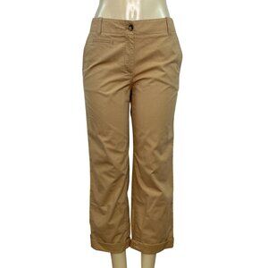 Talbots Womens Mocha Cropped Pants With Buttoned Cuffs Size 6 - New